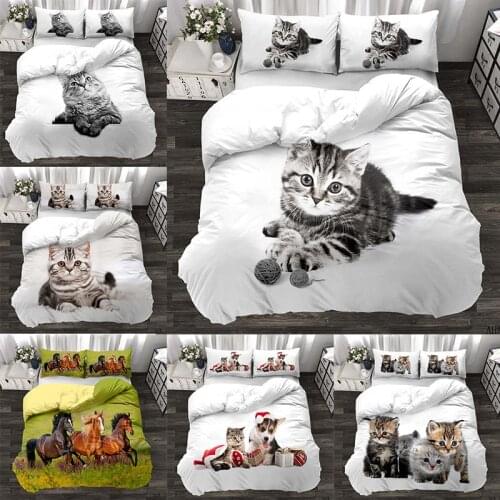 3D Digital cat print Bedding Set 3D Cartoon Duvet Cover Sets black cat Quilt Comforter Covers Twin Size king size bedding