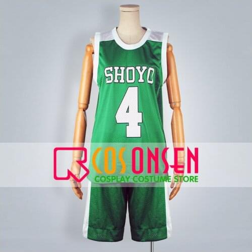 COSPLAYONSEN Slam Dunk Shoyo High School Kenji Fujima No.4 Sport Uniform Cosplay Costume Green Color