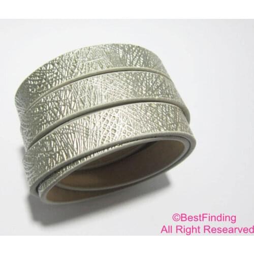 Leather cords 10x2mm Silver Intervein leather cord 10mm flat leather cord S1009