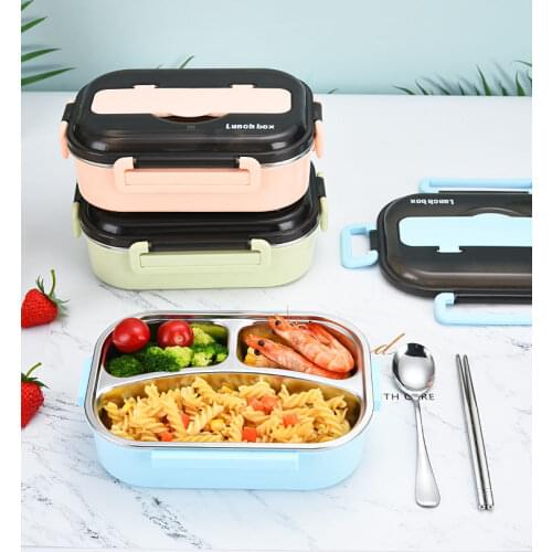 Microwave 304 Stainless Steel Lunch Box Compartment Bento Box Leakproof Food Container Kids School Office Portable Bento Box