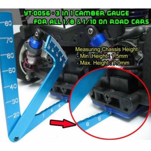 3 In 1 Height Gauge Ruler Aluminum Metal Parts Wheel RC Road Car Set Up Tool Chassis Camber Ride Dip Angle Suspension Simple Toy