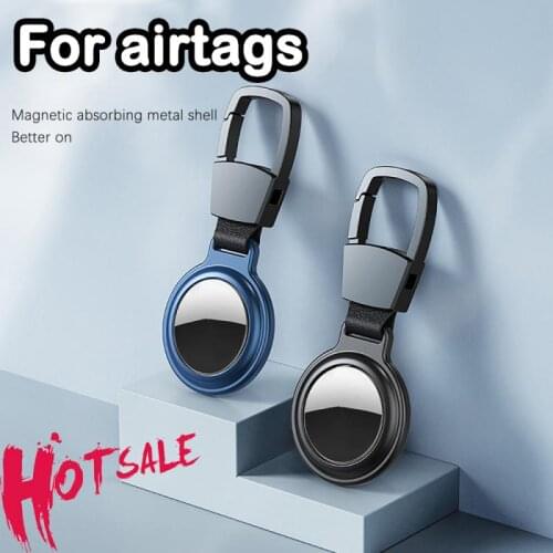 Magnetic Metal Protective Case For Airtags Cover With Keychain For Apple Locator Tracker Anti-lost Device For AirTag Case