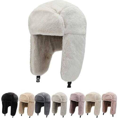 Fashion Bomber Hats Faux Fur Warm Thicken Earflap Caps Autumn Winter Ear Protect Russian Ski Hat Men Women Trapper Trooper Hats