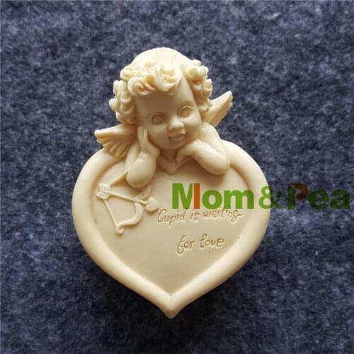 Mom&Pea MP145 Free Shipping Heart Angel Silicone Mold Cake Decoration Fondant Cake 3D Mold Soap Mold Food Grade