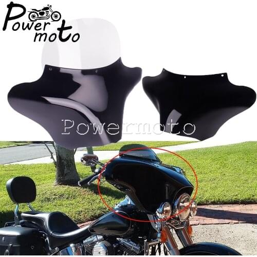 Moto Black Front Outer Batwing Headlight Fairing for Harley Road King Softail FLSTF FLST Chopper Cruiser Yamaha Dragstar V-Star