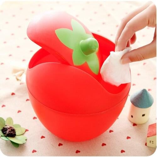Table Storage Baskets Small Strawberry Cartoon Trash Can Rolling Cover Garbage Bin Office Desk Car Trash Can Dustbin Storage Bin