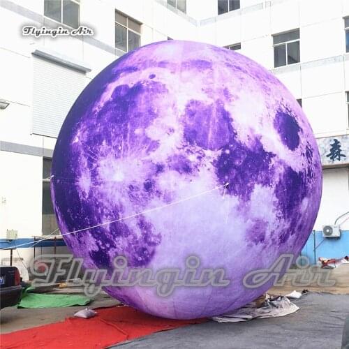 Huge Lighting Inflatable Planet Moon Customized Purple Supermoon Balloon For Concert Stage and Party Decoration
