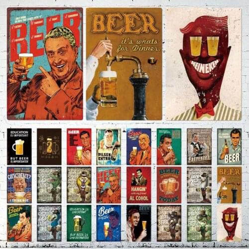 Metal Painting Decor Funny Beer Metal Sign Tin Sign Plaque Metal Vintage Pub Metal Plate for Bar Pub Club Man Cave Decoration