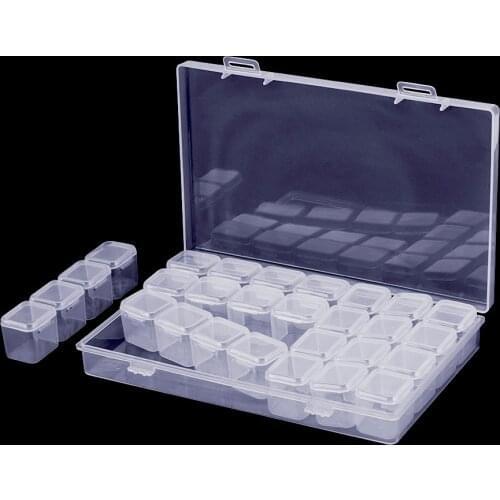 28 Grids Separate Slots Empty Storage Box Grids Clear Nail Art Rhinestones Tools Jewelry Beads Display Storage Case Organizer