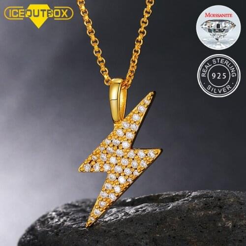 Trendy 925 Sterling Silver lightning Moissanite Pendant Necklace For Men Hip Hop Jewelry Women 2021 Drop Shipping