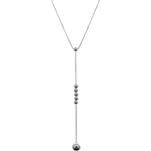 Necklace 925 Sterling Silver String of Beads Jewelry Collier Necklaces for Women Part Gift Fine Jewelry N084