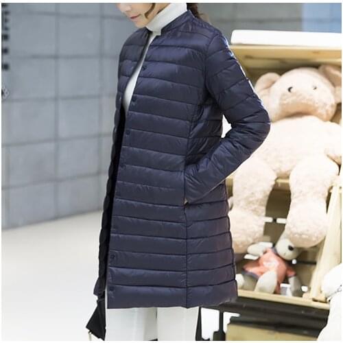 Winter Coat Portable Parkas Woman Spring Padded Warm Coat Ultra Light Duck Down Jacket Long Female Overcoat Slim Solid Jackets