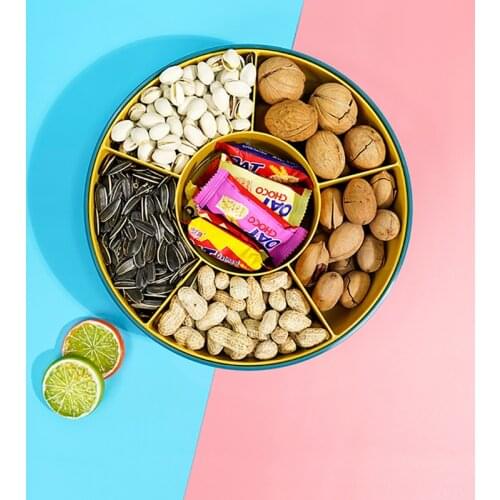 Food Storage Tray Thicken Dried Fruit Snack Serving Tray With Compartment Lid Desktop Food Storage Box Wedding Gift Home Decor