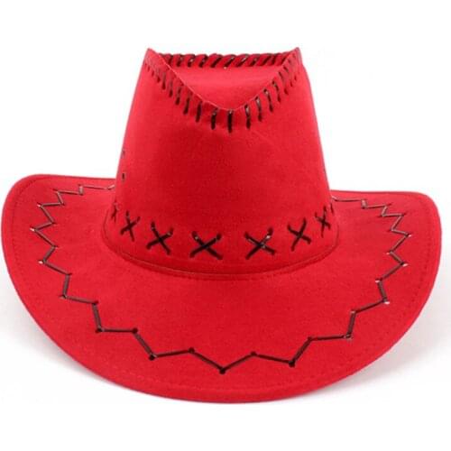 Striped Cowboy Hats Suede Vintage Men Western With Wide Brim Cowgirl Jazz Cap