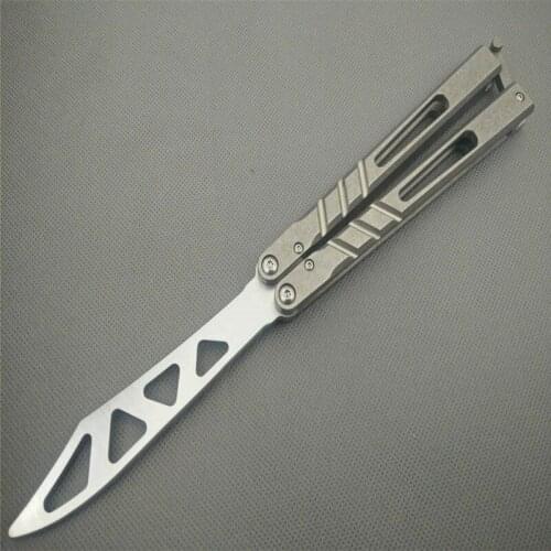 Butterfly swing knife titanium handle AB practice blade D2 Bush system Hadness Handle Outdoor Camping Survival EDC Tool