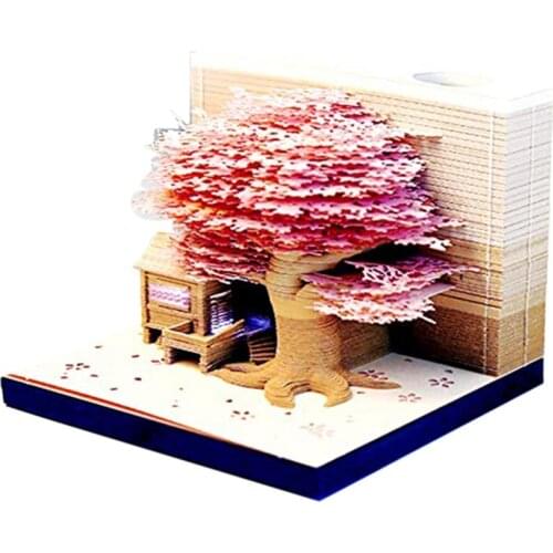PPYY-3D Memo Pad,Sticky Notes 3.5X3.5 DIY Art Building Block Paper Carving Treehouse Notepad Creative Post Notes,250 Sheets