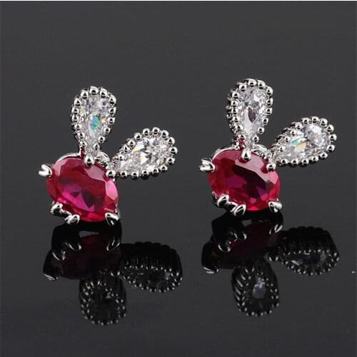 RONGQING 2018 New Fashion Anti-allergy Bunny Ear Zircon Stud Earrings Cute Rabbit Animal Stud Earrings for Women High Quality