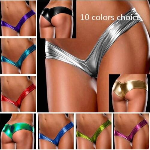 Sexy Lingerie Panties for Women Underwear Woman Solid Flashing Opaque Patent Leather Imitation Leather Pants Shining Stringi new