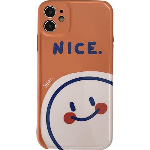 Orange Nice Smiling Face Silicon Case for iPhone 12 Pro Max Back Phone Cover for 12 Mini 11 Pro X XS XR 6 8 7 Plus SE 2020 Capa