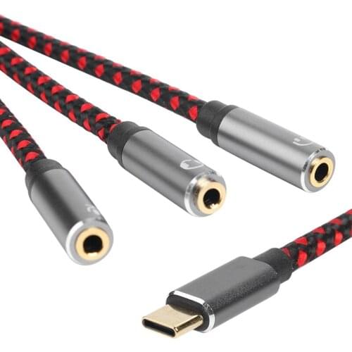 Type-C Audio Cable USB 3.1 to 3.5mm Female Splitter Cable AUX Microphone Headset Adapter Jack