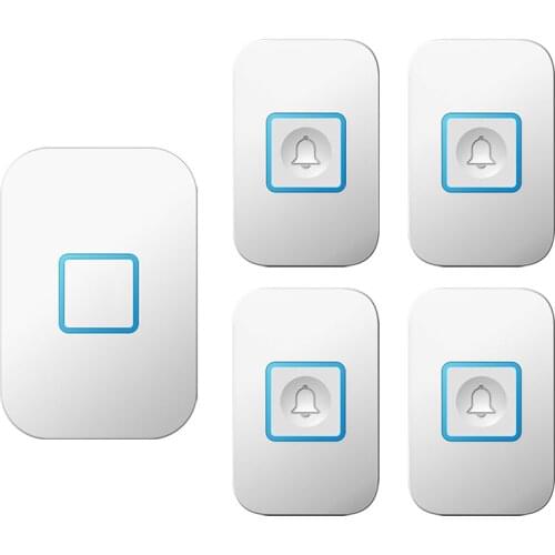 CACAZI Intelligent Wireless Waterproof Doorbell 300M Remote 4 Button 1 Receiver US EU UK Plug LED Smart Home Doorbell Call 220V