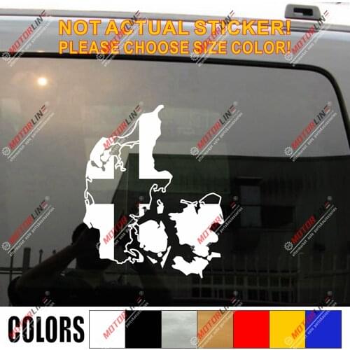 Denmark Map Outline Silhouette Decal Sticker Danish Flag Car Vinyl no bkgrd