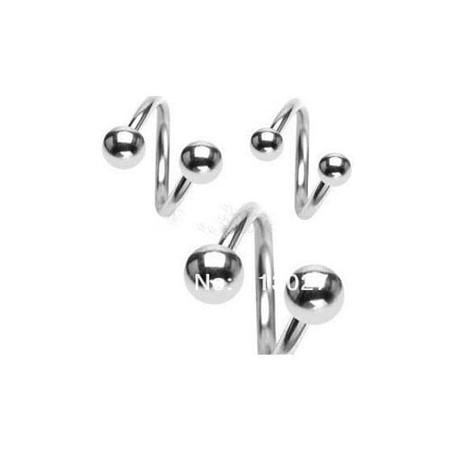 Highly Polished G23 Titanium Body Piercing 16 Gauge Titanium Spiral Twister With Ball
