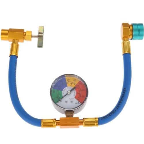 Yetaha R1234YF U-Charge Hose And Gauge For Self-Sealing Valve Cans Low Side 14 mm Female Quick Coupler 1/2 Thread