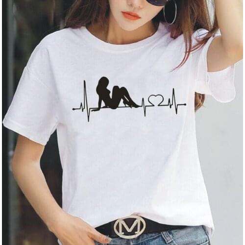 Women T Shirt Fashion Mignon Mon Coeur Bat Pour Print Short Sleeve Shirt Tee Shirt Femme Casual Tshirt Women Tops Camiseta Mujer