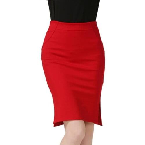 Plus Size Womens England Style Package Hip Stretch Split High Waist Pencil Skirt faldas mujer S-5XL