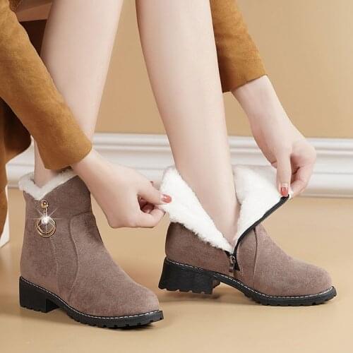 Womens Thick Soled Cotton Boots Winter Fashion New High Quality And Velvet Frosted Wedge Heel Warm Cotton Shoes