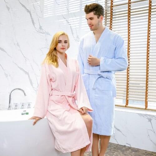 Women and men autumn and winter couple cotton cut velvet five star hotel bathrobe kimono thickened nightgown bathrobes bathrobe