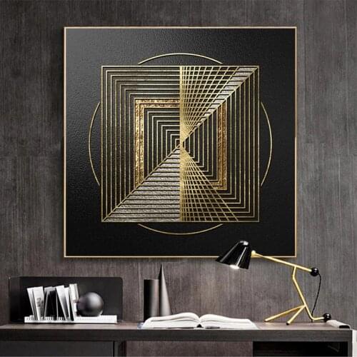 Gold Black Luxury Canvas Posters Print Geometric Nordic Wall Art Painting Decoration Home Decor Wall Art Retro Living Room Decor