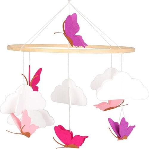 1 PCS Baby Crib Felt Ball Musical Mobile Rattle Infant Cot Wind Chime Bed Butterfly Cloud Wind Chime Toys House Decoration
