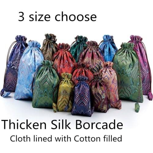 High End Wave Small Large Jewelry Pouch Gift Packaging Bags Drawstring Chinese Silk Brocade Pouch Wedding Party Favor Bags 10pcs