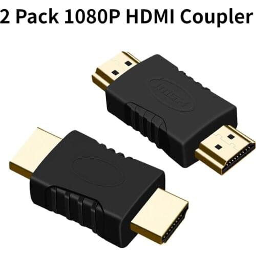 2 Pack HDMI Coupler HDMI Male to HDMI Male Straight In-line Coupler Adapter 19 Pin HDMI Connector for HDTV