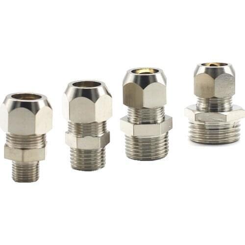 2pcs M5/M6 /M8/M10/M12 Male Metric Thread To 4/6/8/10/12mm Nickel Plated Brass Compression Union Fitting