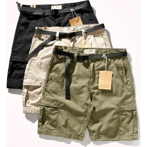 2021 Summer New Outdoor Scratch Resistant Casual Shorts Mens Strong and Durable Multi Pocket Loose Tooling Knee Length Pants