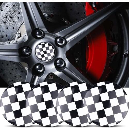 4pcs 56mm Car Styling Grids Wheel Center Cover Sticker Hub Cap Decal Emblem Badge For Mini Audi BMW Nissan Ford Accessories