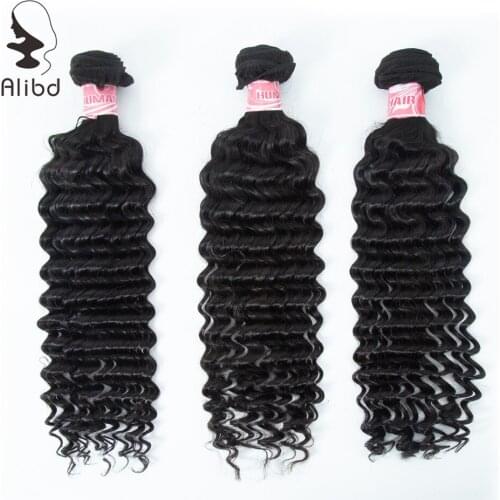 Alibd Deep Wave Human Hair Bundles Brazilian Remy Hair 3pcs/lot Natural Color Free Shipping Double Weft Hair Extensions