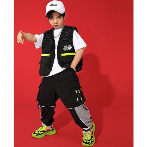ChildrenS Hip-Hop Dance Costume For Boys Waistcoat Hiphop Suit Girls Jazz Performance Costumes Street Dance Clothes DN8483
