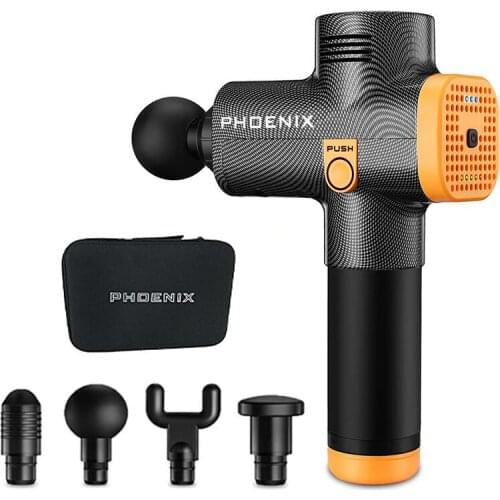 Phoenix a2 Massage Gun Percussion Black Body Massager Electric Therapy Lcd Gun Massage 4 Heads Massager Phoenix MG55008