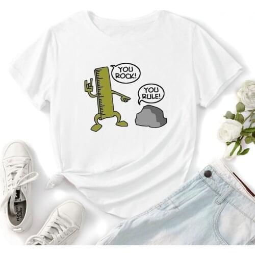 Women Summer T-shirt Short Sleeve Rule Stone Letter Print Female Graphic Clothes Ladies Daily Casual Streetwear O-Neck Tees Tops