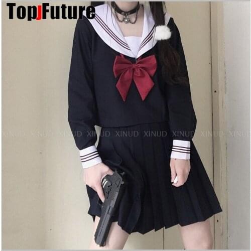 JK uniform GIRL summer student college style basic class uniform sailors suit LONG SLEEVE bad girl LONG SKIRT COSPLAY SUITS