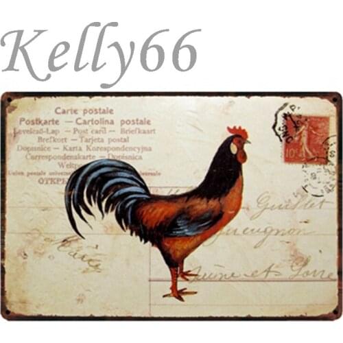 [ Kelly66 ] Rooster Antique Metal Sign Tin Poster Farm Home Room Decor Bar Wall Art Painting 20*30 CM Size y-1430