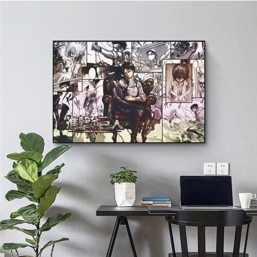 Classic Japanese Anime Attack on Titan Poster Vintage Movie Character Canvas Painting Wall Art Picture Living Room Home Decor