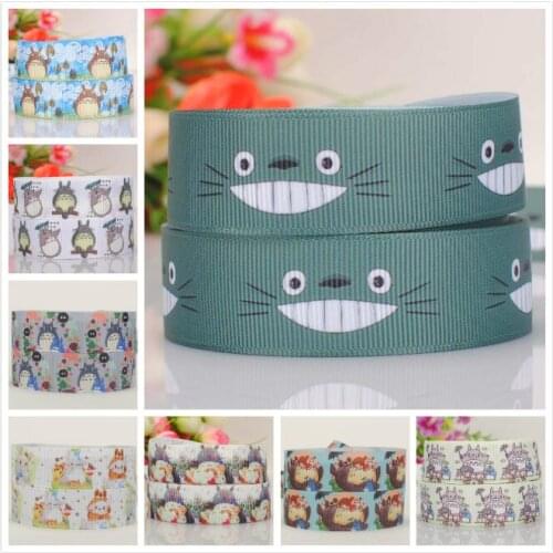Cartoon Printed grosgrain Ribbon Cute Funny Spirited Away Totoro Cat 22 mm party decoration gift ribbon for bows