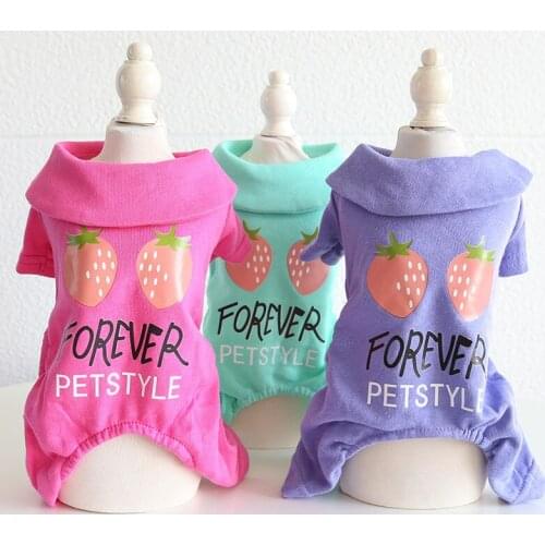 Cat Strawberry Jacket Sweatshirt Pet Dog Clothes Warm Cotton Dog Jumpsuits Cat Pajamas Hoodies Clothing For Dogs Cat Puppy