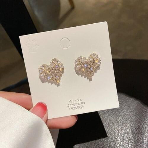 2021 Korean New Exquisite Love Small Earrings Fashion Temperament Simple Earrings Elegant Ladies Jewelry