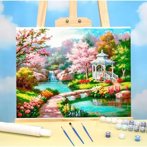 Flower Sakura Coloring By Numbers Painting Set Acrylic Paints 40*50 Canvas Painting Wall Decoration For Kids For Handicraft